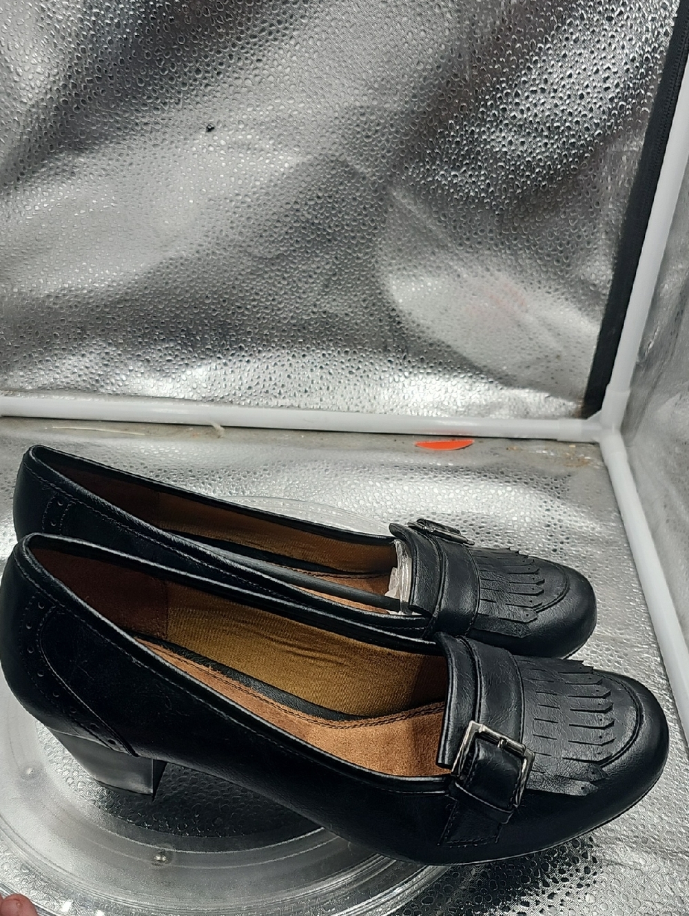 P Black Leather Womens Heeled Loafer Sz 8 Life Stride - Picture 4 of 5